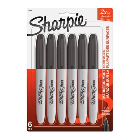 Sanford Sharpie Super Permanent Markers - Fine Point - Black - 6 Pack 33666PP